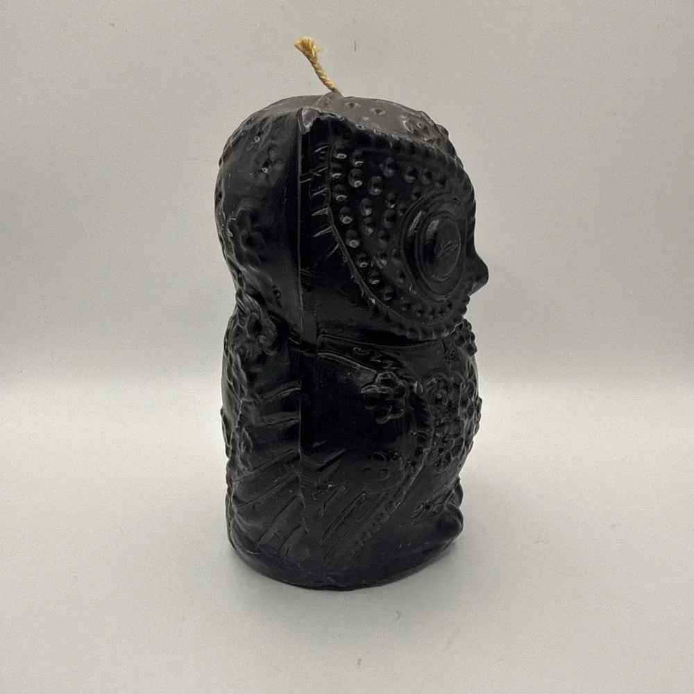 Vintage Black Owl Figural Candle 5.5